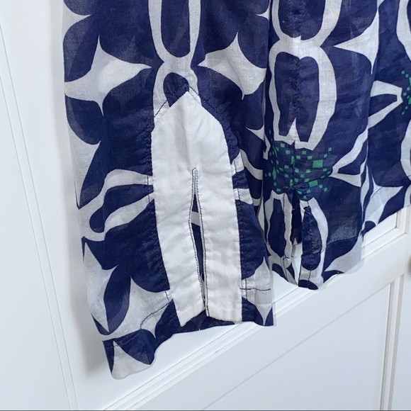 Michael Stars | Navy/White Voile Tile Flower Print V-Neck Pullover Tunic Small - Picture 4 of 9